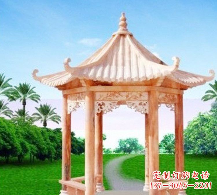 大同艺术精美的六角凉亭石雕