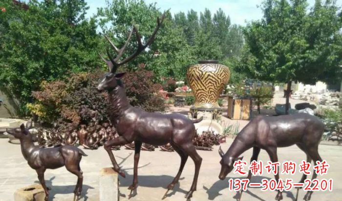 大同公园鹿动物铜雕 (2)