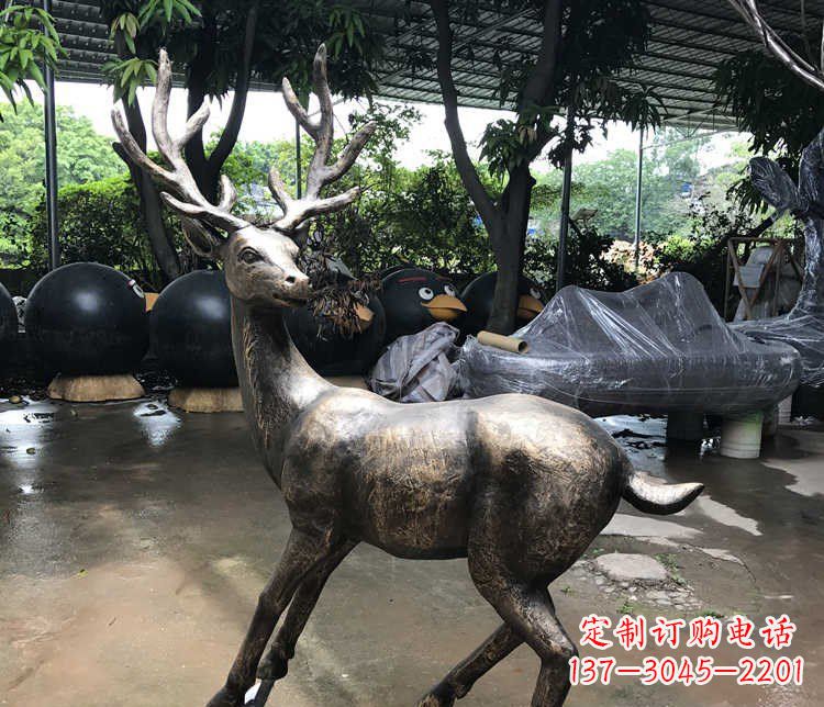 大同公园梅花鹿动物铜雕 (3)