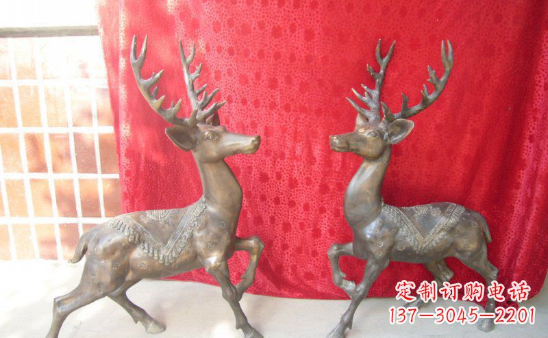 大同公园梅花鹿动物铜雕 (6)