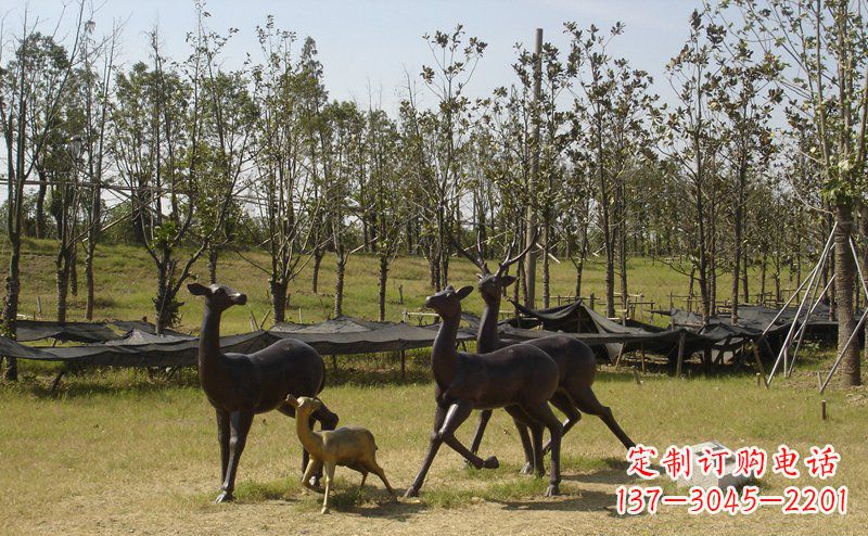 大同优雅雕塑-梅花鹿铜雕