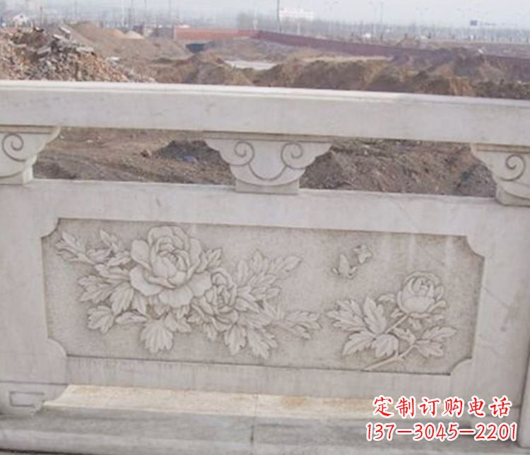 大同牡丹花浮雕石栏板景观雕塑