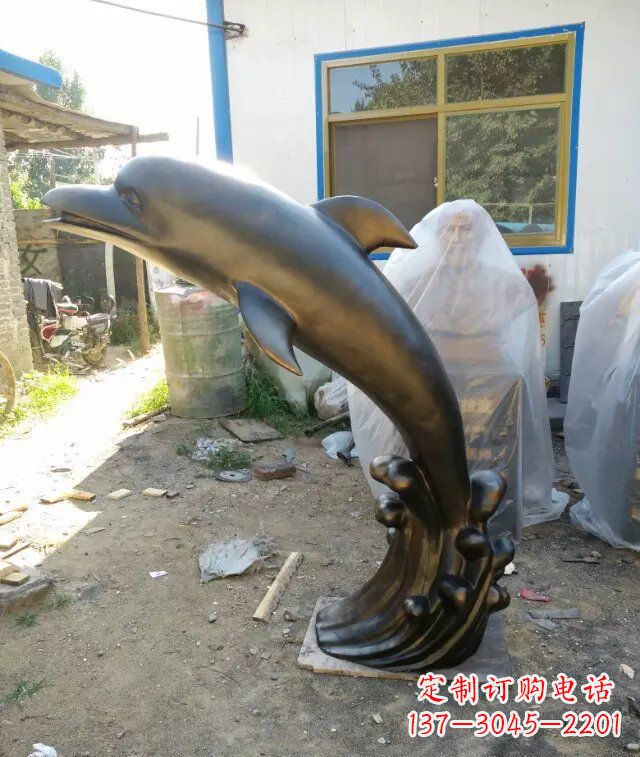 大同海豚铜雕塑,精美艺术之作