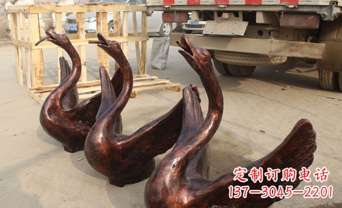 大同公园喷水天鹅动物铜雕