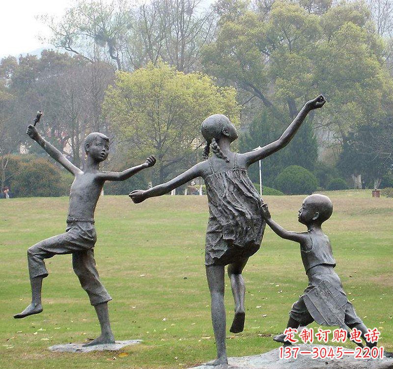 大同公园人物放风筝的儿童铜雕