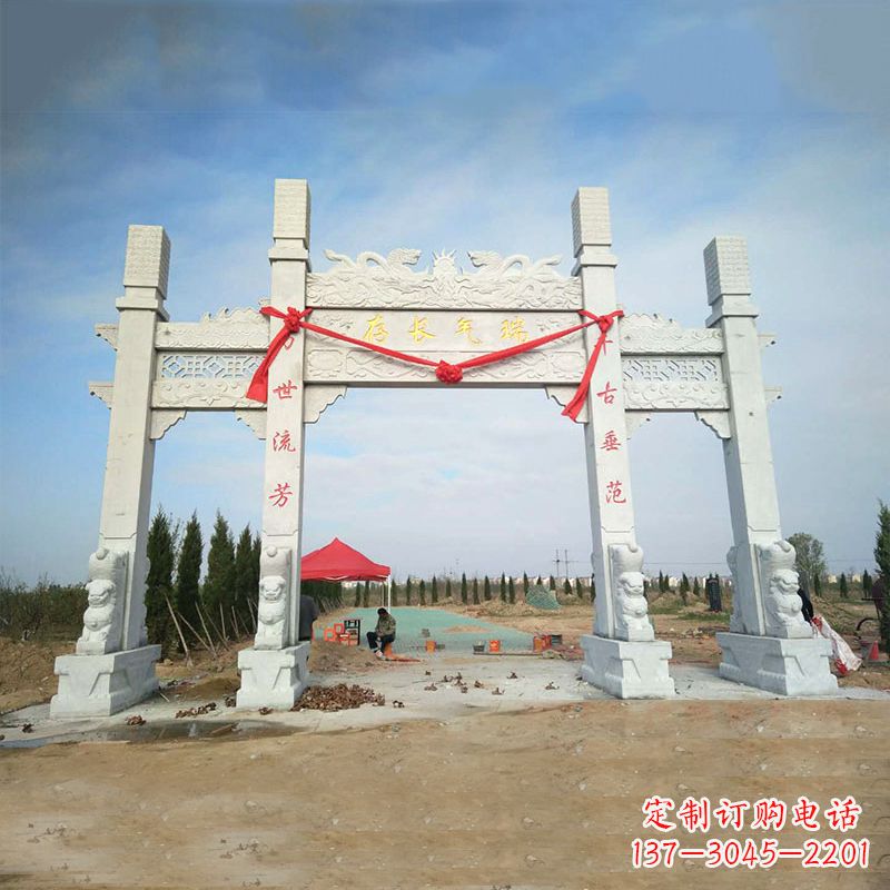 大同中领雕塑专业定制公园三间四柱牌坊雕塑