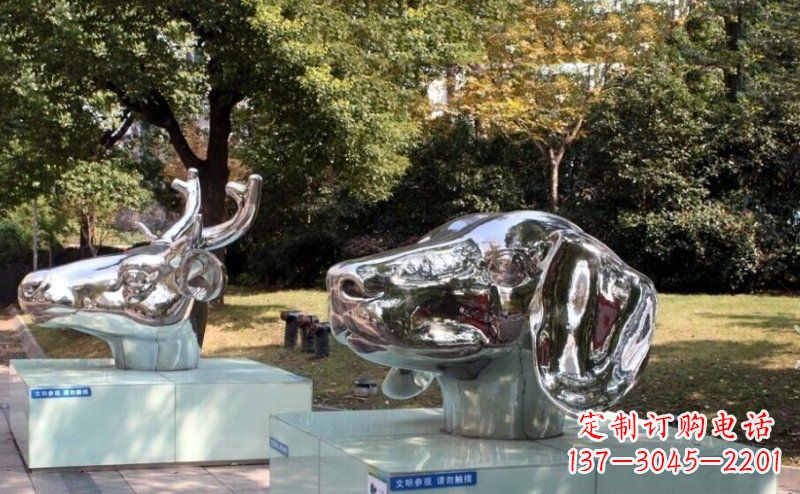 大同不锈钢十二生肖头像雕塑
