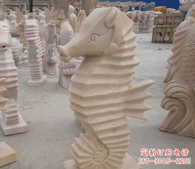 大同海马石雕塑——精美的艺术美学