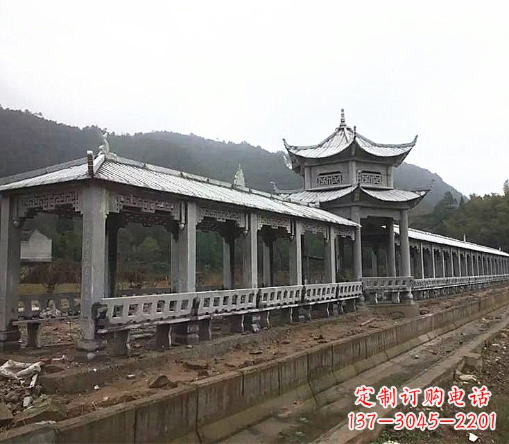 大同中领雕塑定制精美的公园石雕亭子长廊