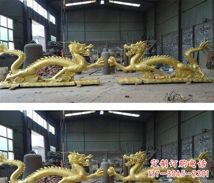 大同古典传统双龙戏珠铜雕塑