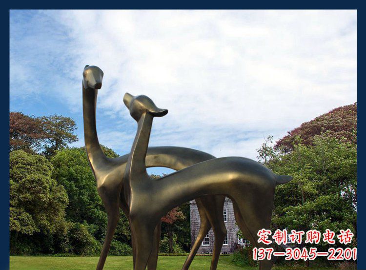 大同公园铜雕金属小鹿动物雕塑