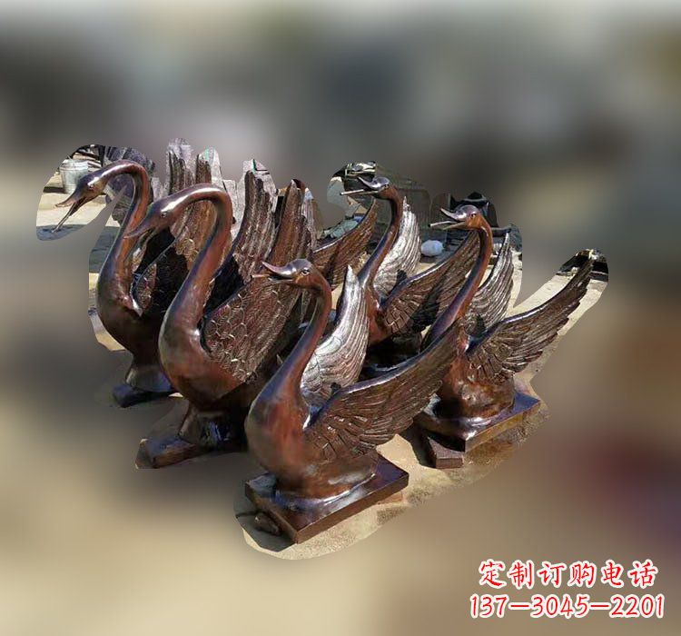 大同优雅美丽的铜雕天鹅塑料