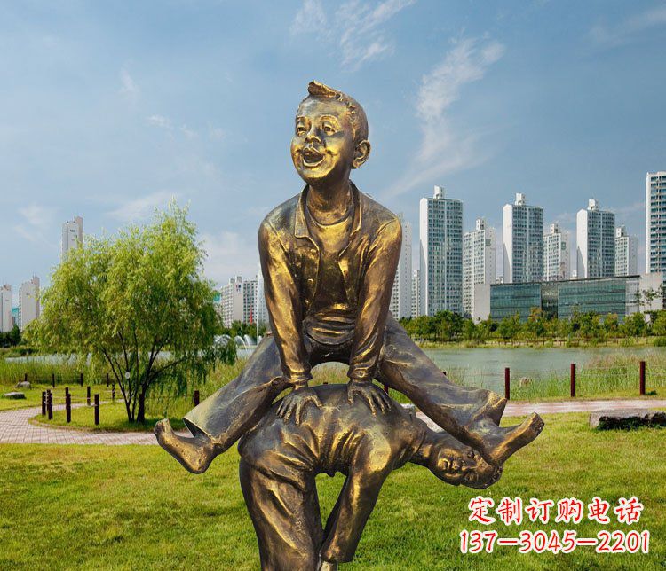 大同中领雕塑铜质经典跳马蹲人雕塑