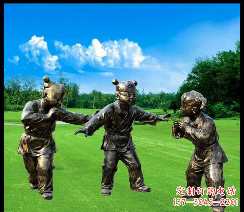 大同精致的儿童铜雕造型,增添公园乐趣