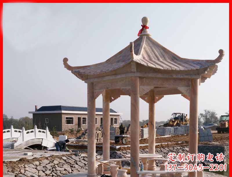 大同红六角石凉亭雕塑