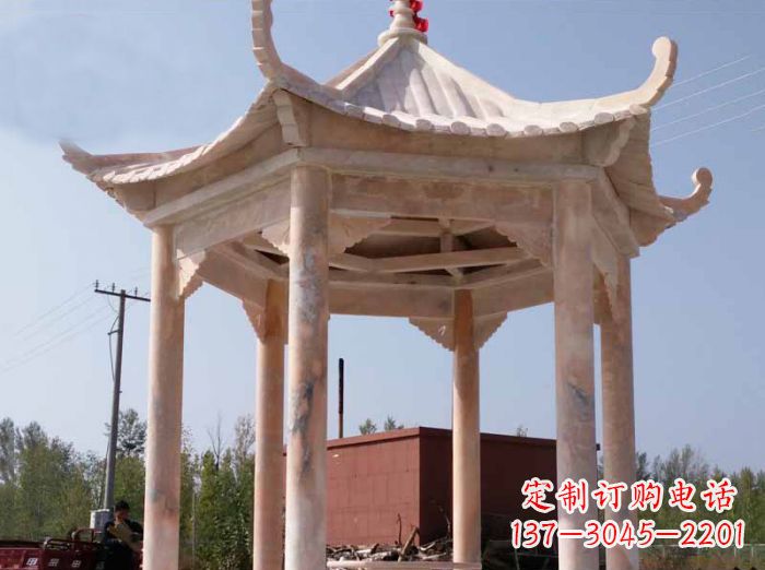 大同红六角凉亭雕塑