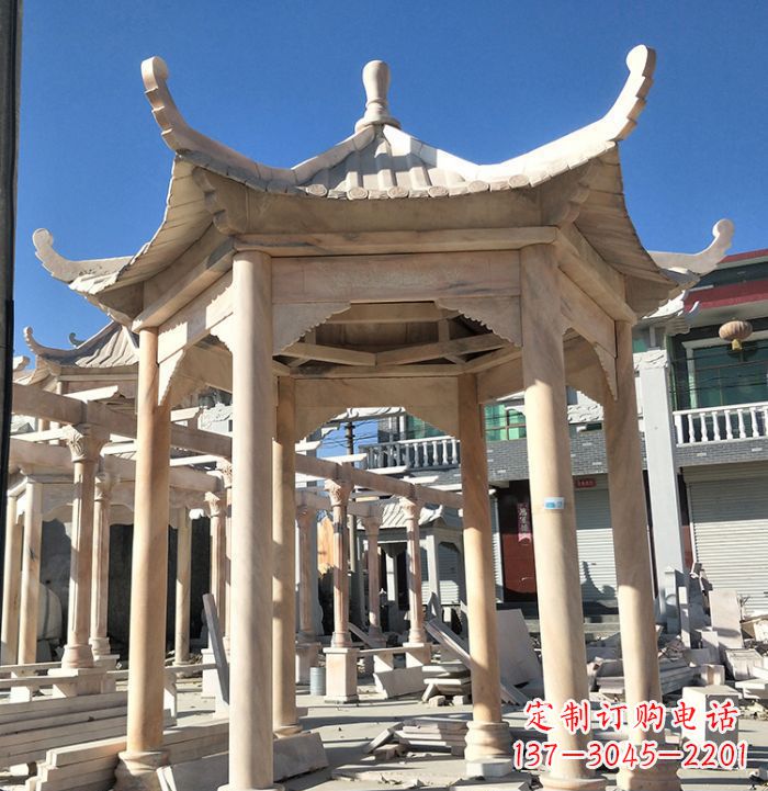 大同公园晚霞红凉亭雕塑
