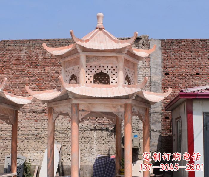 大同中领雕塑精致双层石头凉亭雕塑