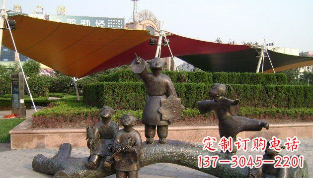 大同装饰性的小孩放风筝铜雕