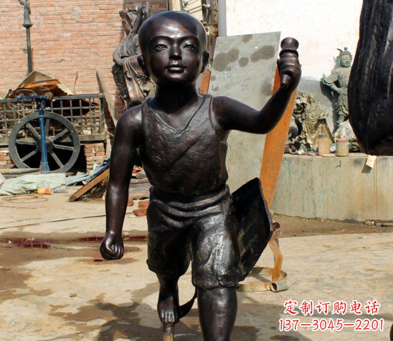 大同打造完美的小孩铜雕,让童趣活跃