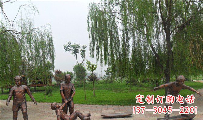 大同公园小孩游戏人物铜雕