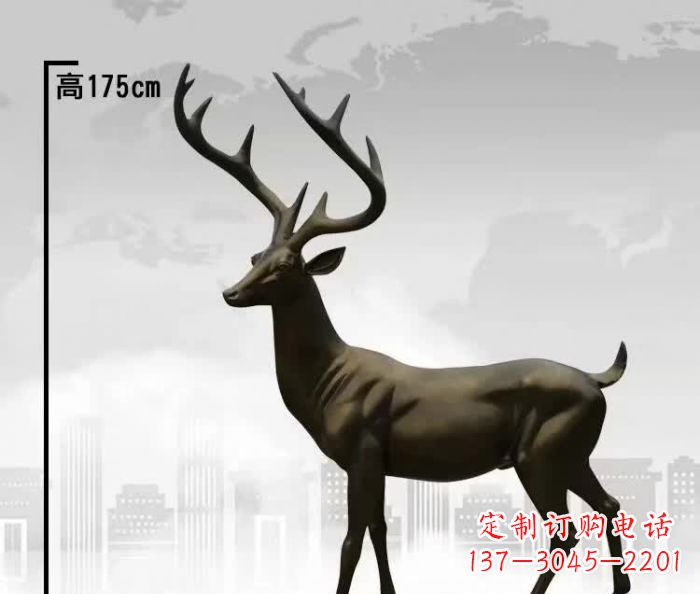 大同精美的铜制公园小鹿雕塑