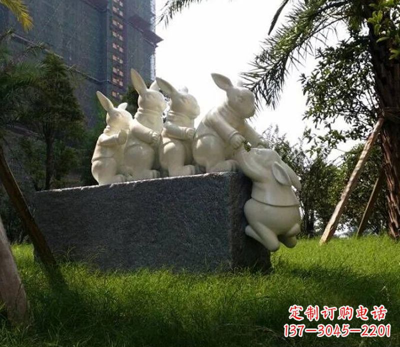 大同中领雕塑精美兔子石雕