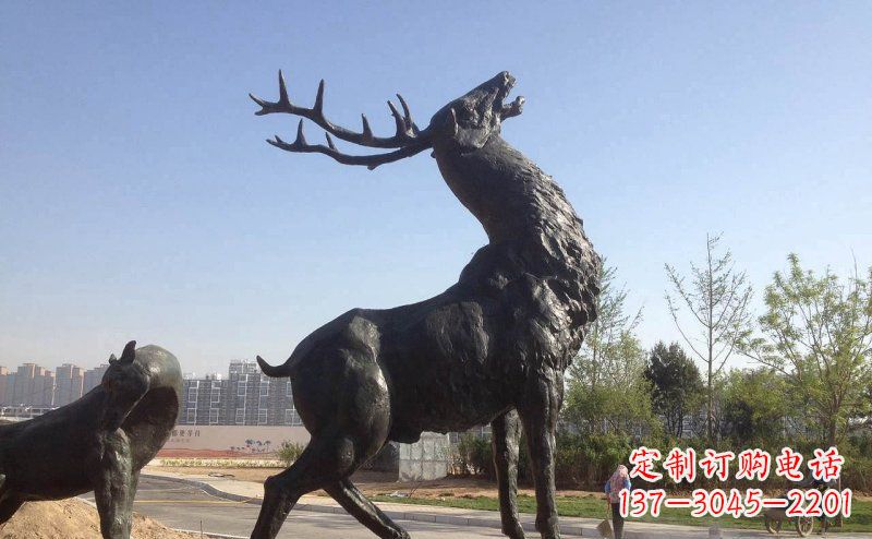 大同驯鹿精美铜雕