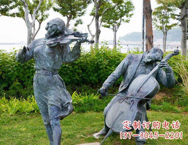 大同双面演奏大提琴&小提琴铜雕塑