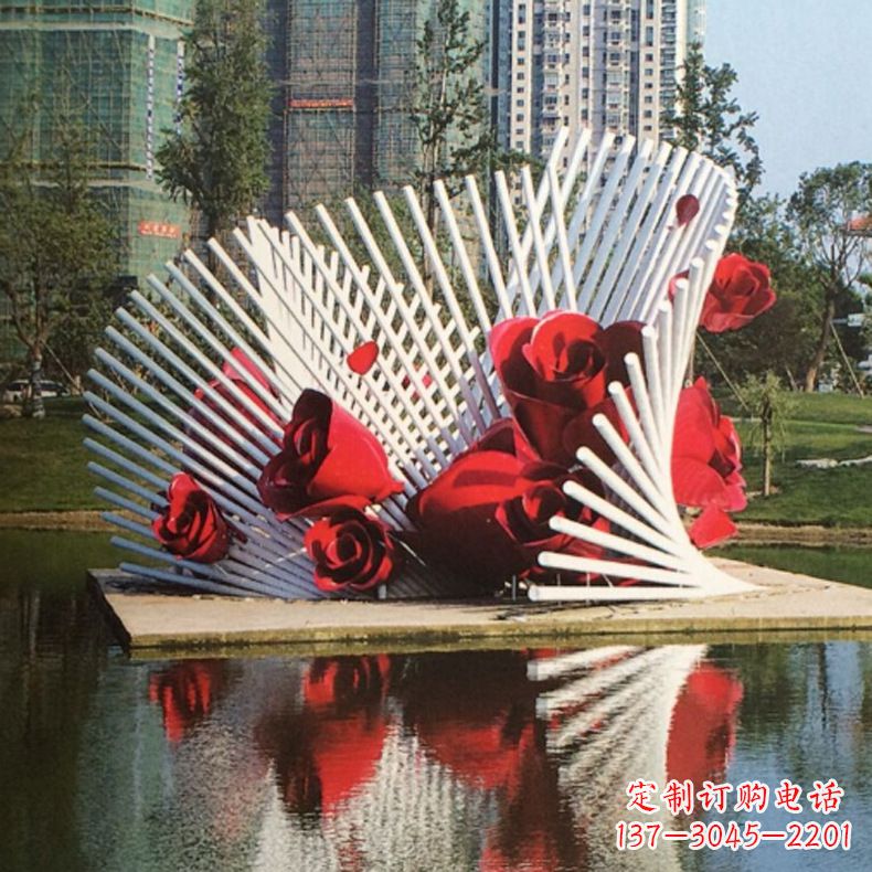 大同玫瑰之美,不锈钢艺术雕塑