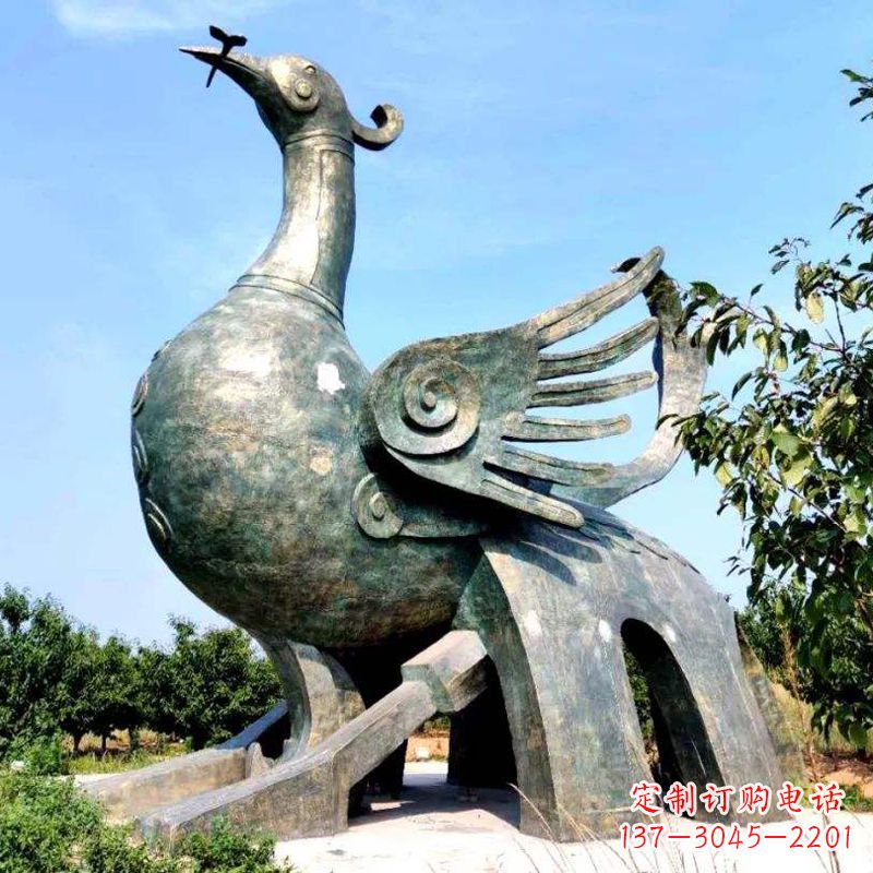 大同公园园林朱雀铜雕景观雕塑