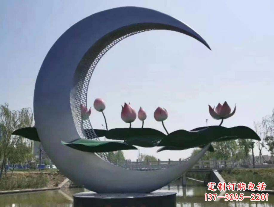 大同公园月亮不锈钢景观装饰雕塑