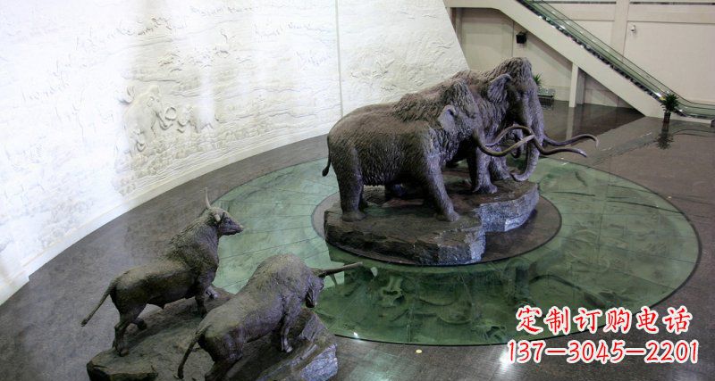 大同领雕塑公园长毛象动物铜雕