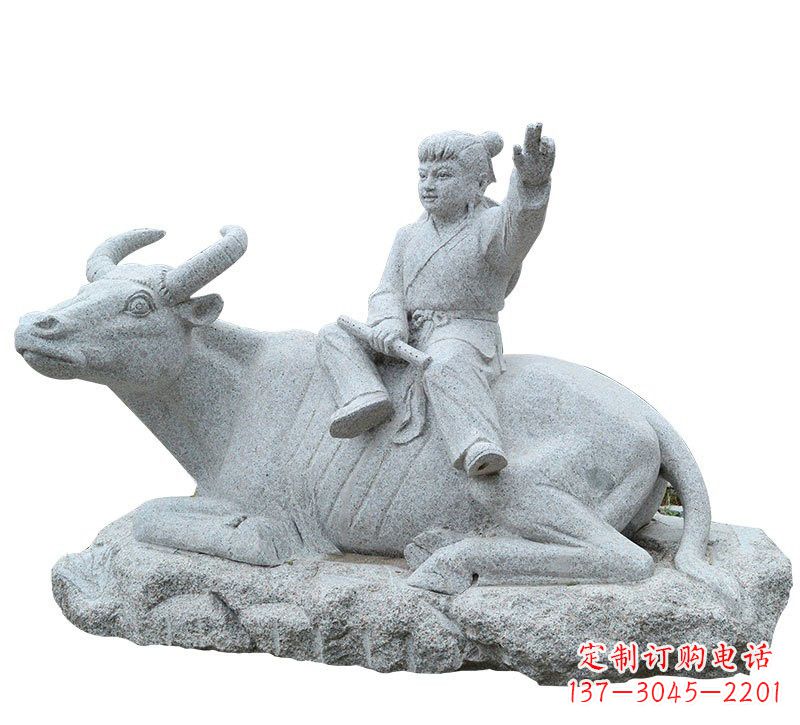 大同牧童牛石雕塑，实现公园优雅美观