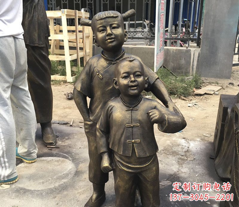 大同中领雕塑纯手工古典儿童铜雕