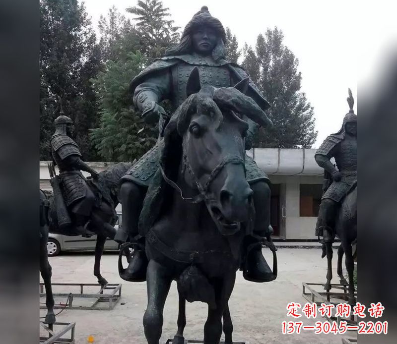 大同英姿飒爽古代将军骑马铜雕