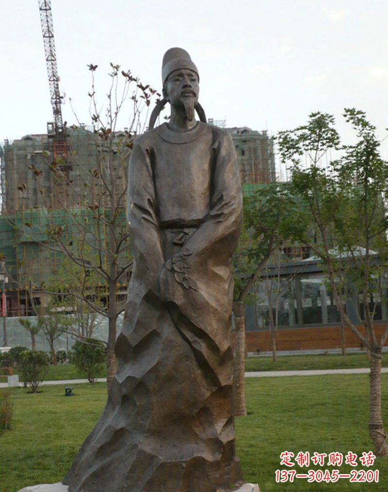 大同精美古风犹存,高雅李白铜雕