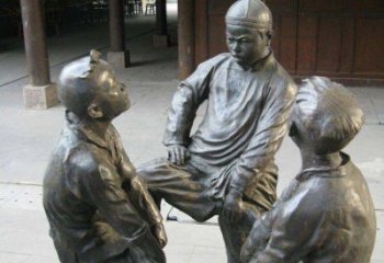 大同铜雕男孩斗鸡小品雕塑