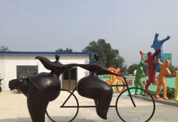 大同青春无悔，精致自行车雕塑