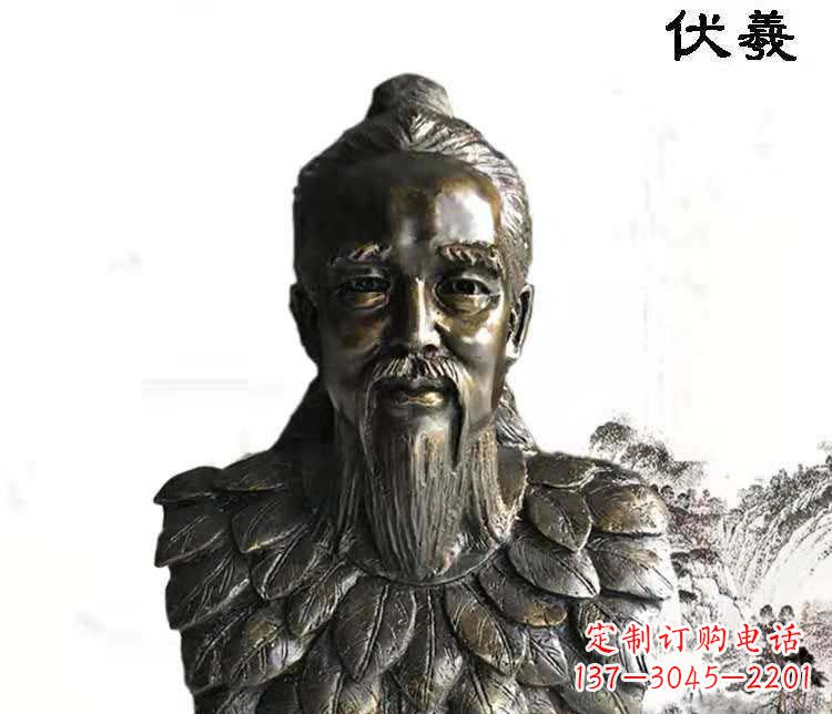 大同古代人物伏羲铜雕像