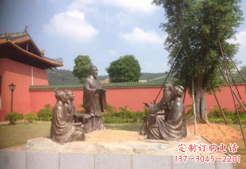 大同古代人物孔子讲学铜雕