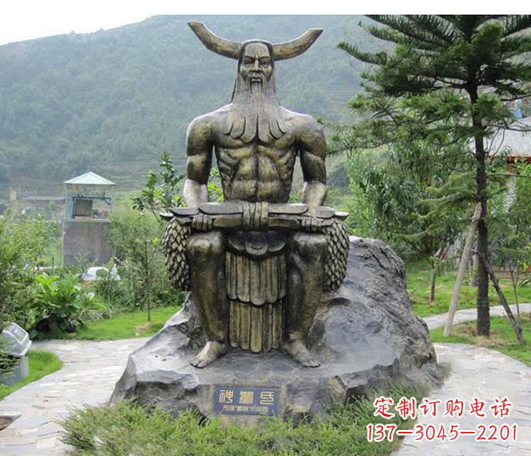 大同古代神话人物伏羲铜雕
