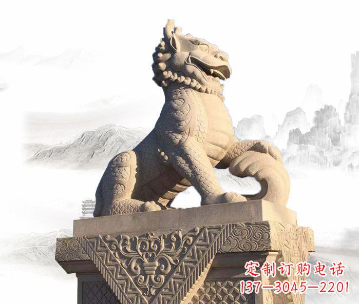 大同精美古典大理石麒麟石雕