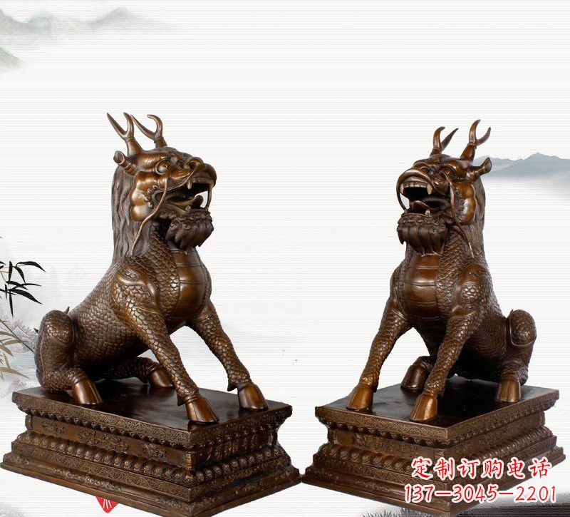 大同古典神麒麟铜雕,馥玉臻品
