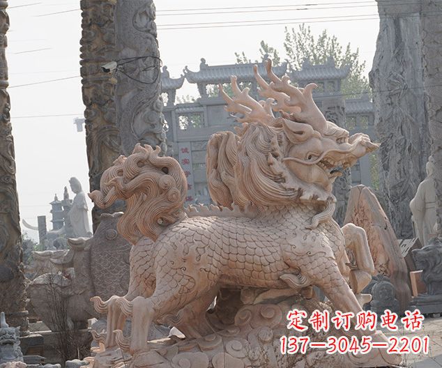 大同中领雕塑:古典麒麟石雕,美丽传承