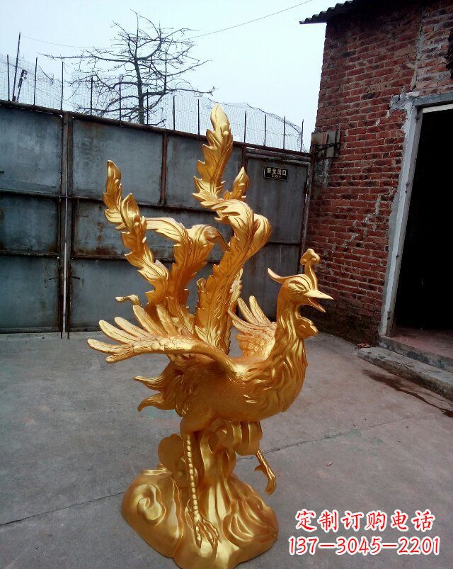 大同传统铜质凤凰雕塑