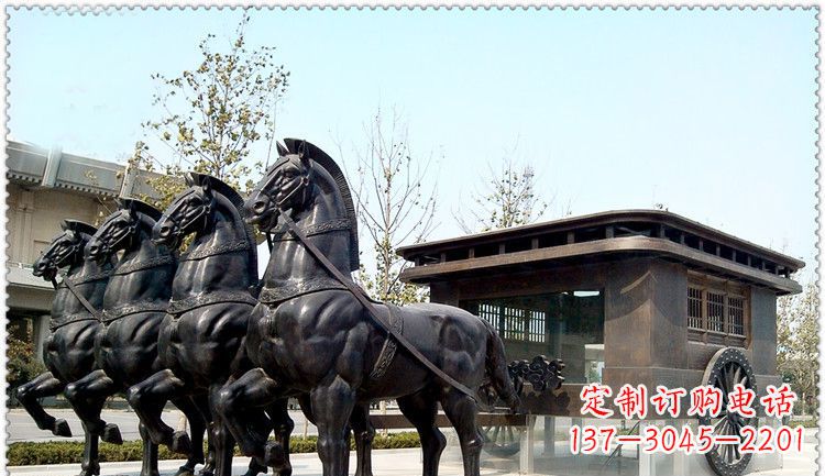 大同古代四匹马的马车铜雕