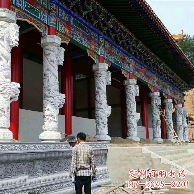 大同古建汉白玉龙柱石雕