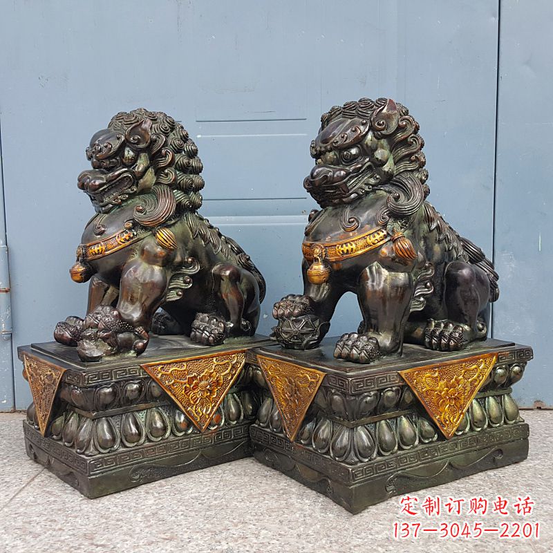大同中国传统工艺青铜狮子雕塑