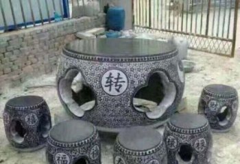大同风格独特的鼓式仿古石桌凳石雕